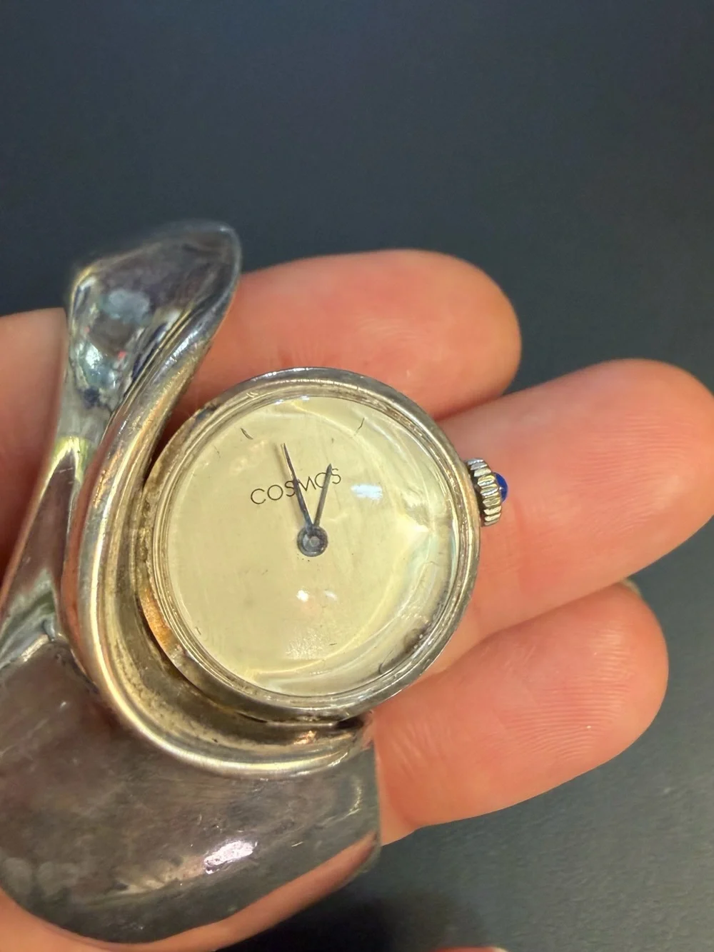Cosmos vintage 1970’s solid Silver- Cuff watch -